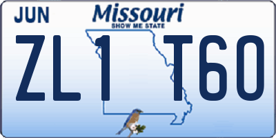 MO license plate ZL1T6O