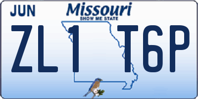 MO license plate ZL1T6P