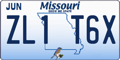 MO license plate ZL1T6X