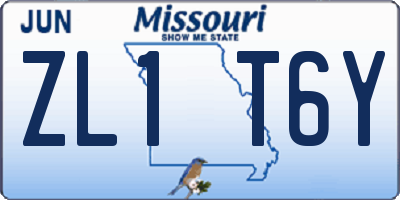 MO license plate ZL1T6Y
