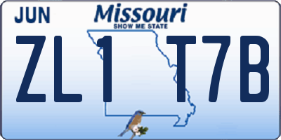 MO license plate ZL1T7B