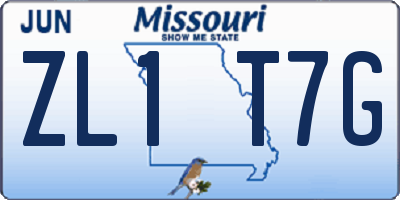MO license plate ZL1T7G