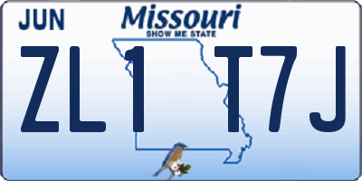 MO license plate ZL1T7J