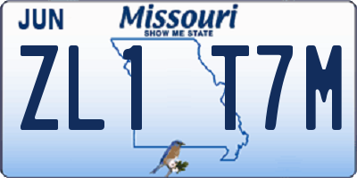 MO license plate ZL1T7M