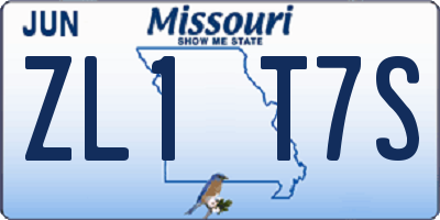 MO license plate ZL1T7S