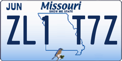 MO license plate ZL1T7Z