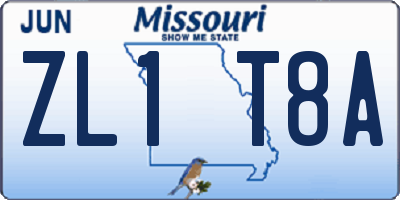 MO license plate ZL1T8A