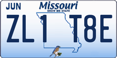 MO license plate ZL1T8E