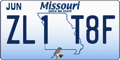 MO license plate ZL1T8F