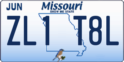 MO license plate ZL1T8L