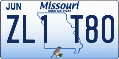 MO license plate ZL1T8O