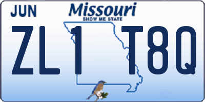 MO license plate ZL1T8Q