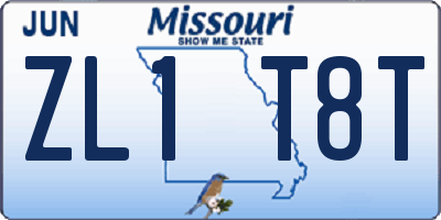 MO license plate ZL1T8T