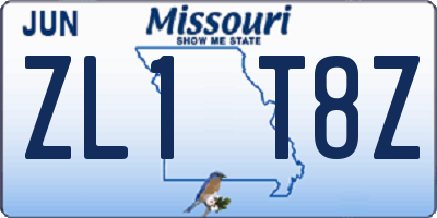 MO license plate ZL1T8Z