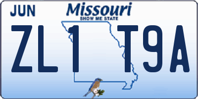 MO license plate ZL1T9A