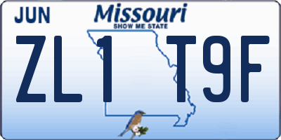 MO license plate ZL1T9F