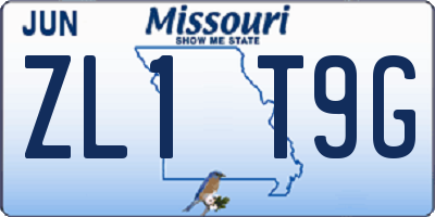 MO license plate ZL1T9G