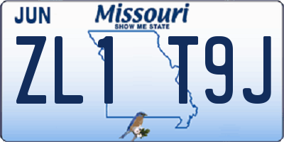 MO license plate ZL1T9J