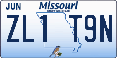 MO license plate ZL1T9N