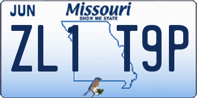 MO license plate ZL1T9P