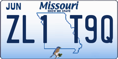 MO license plate ZL1T9Q