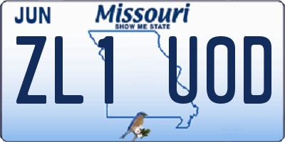 MO license plate ZL1U0D