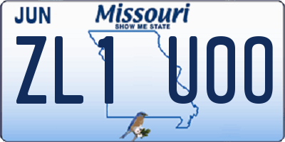 MO license plate ZL1U0O