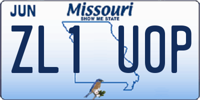 MO license plate ZL1U0P
