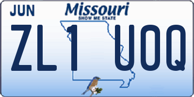 MO license plate ZL1U0Q