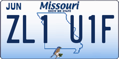 MO license plate ZL1U1F