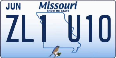 MO license plate ZL1U1O