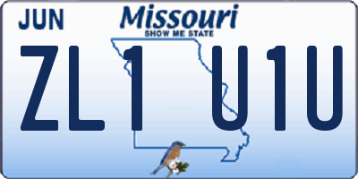 MO license plate ZL1U1U