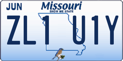 MO license plate ZL1U1Y