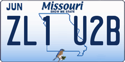 MO license plate ZL1U2B