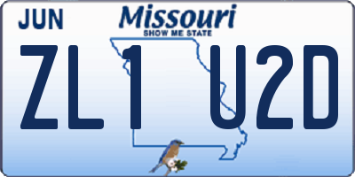 MO license plate ZL1U2D