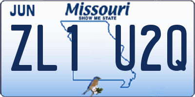 MO license plate ZL1U2Q