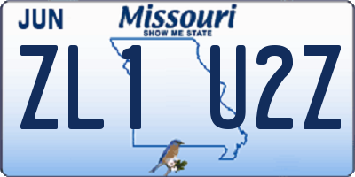 MO license plate ZL1U2Z