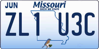 MO license plate ZL1U3C