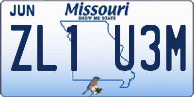 MO license plate ZL1U3M