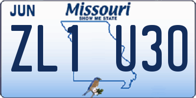 MO license plate ZL1U3O