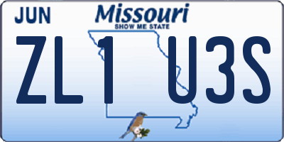 MO license plate ZL1U3S