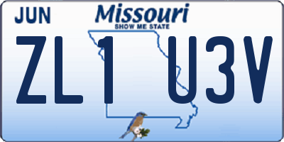 MO license plate ZL1U3V