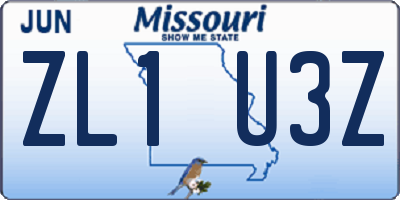 MO license plate ZL1U3Z