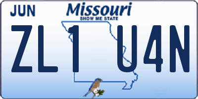 MO license plate ZL1U4N
