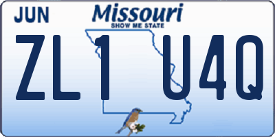 MO license plate ZL1U4Q