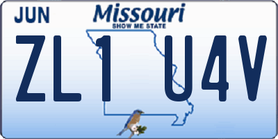 MO license plate ZL1U4V