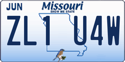 MO license plate ZL1U4W