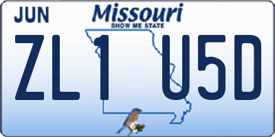 MO license plate ZL1U5D