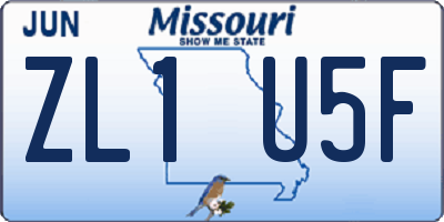 MO license plate ZL1U5F