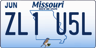 MO license plate ZL1U5L